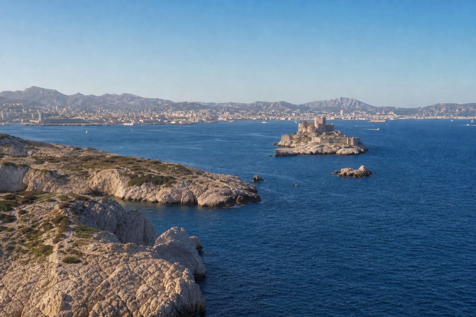 Illustration des îles du Frioul : l’archipel calcaire posé sur la mer bleue