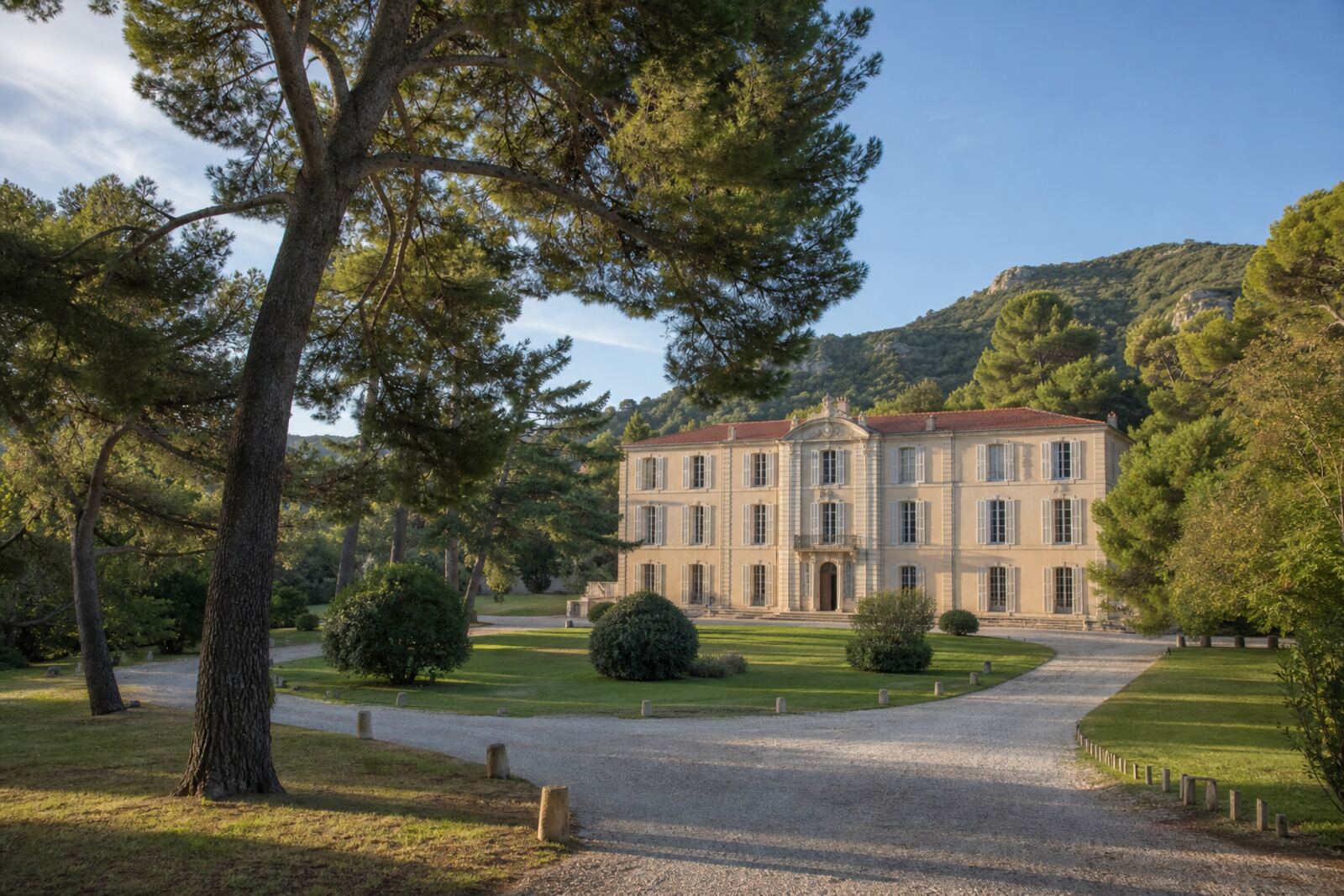 Illustration du château Pastré : le château en pierre claire au milieu de son parc